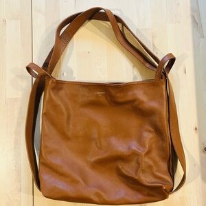Vestirsi Italy Cognac Brown Pebbled Italian Leather 2-Way Backpack Tote
